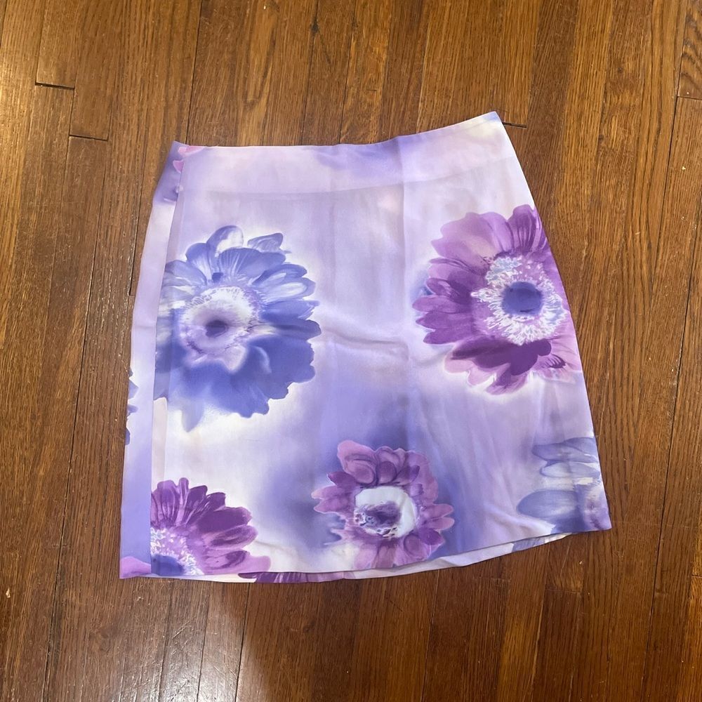 90s Y2K Vintage Floral Mini Skirt, Purple, Est. Size S/M